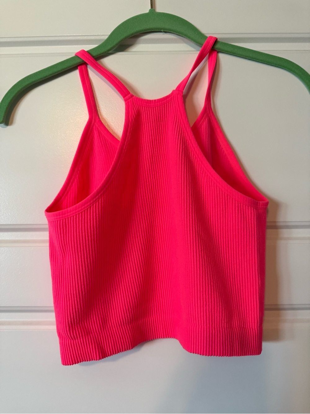 Neon Pink Ribbed Crop Tank - Picture 3 of 4